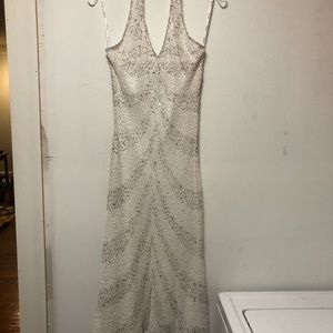 Beaded sequin white hi lo